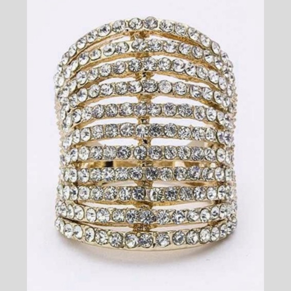 Crystal Encrusted Statement Ring 1” Length